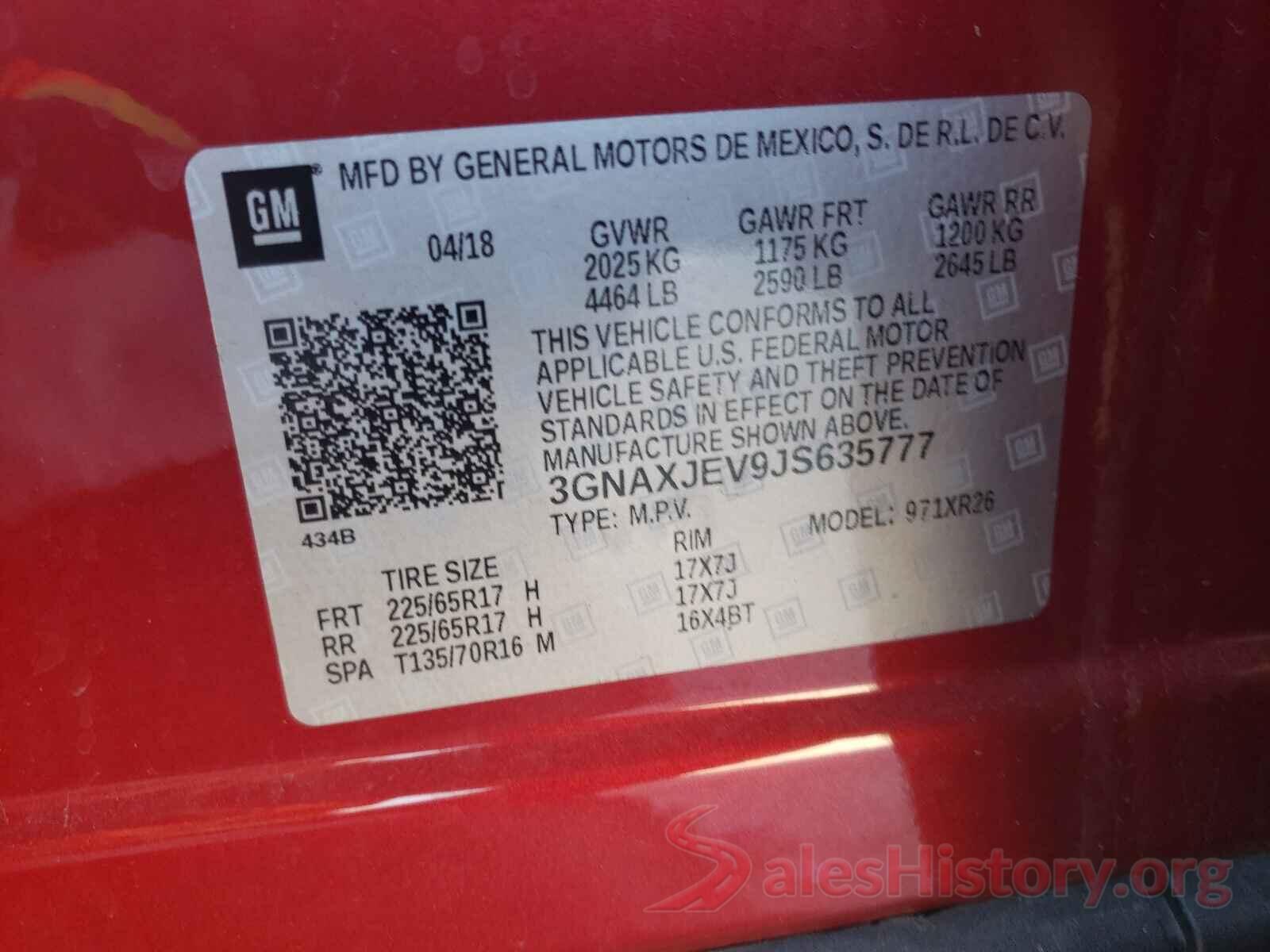 3GNAXJEV9JS635777 2018 CHEVROLET EQUINOX