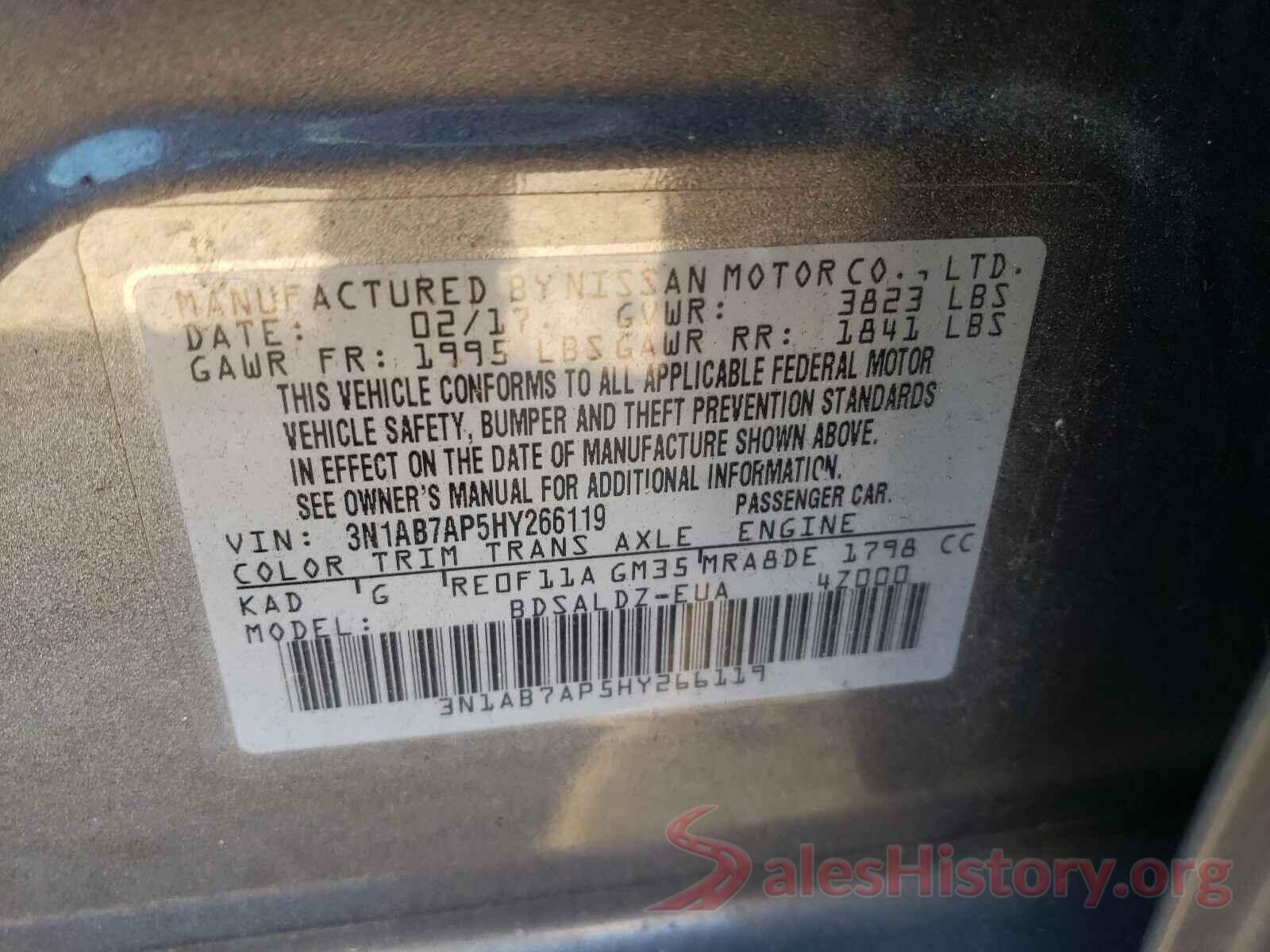 3N1AB7AP5HY266119 2017 NISSAN SENTRA