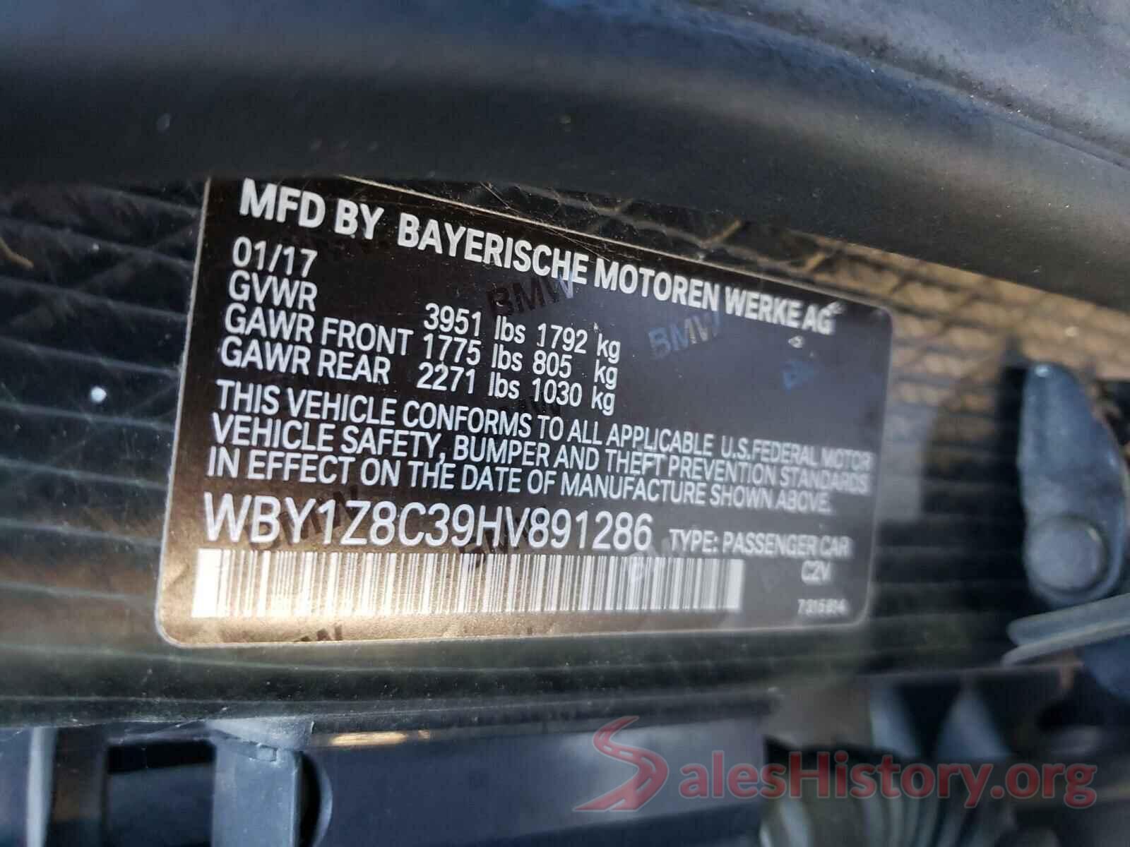 WBY1Z8C39HV891286 2017 BMW I SERIES