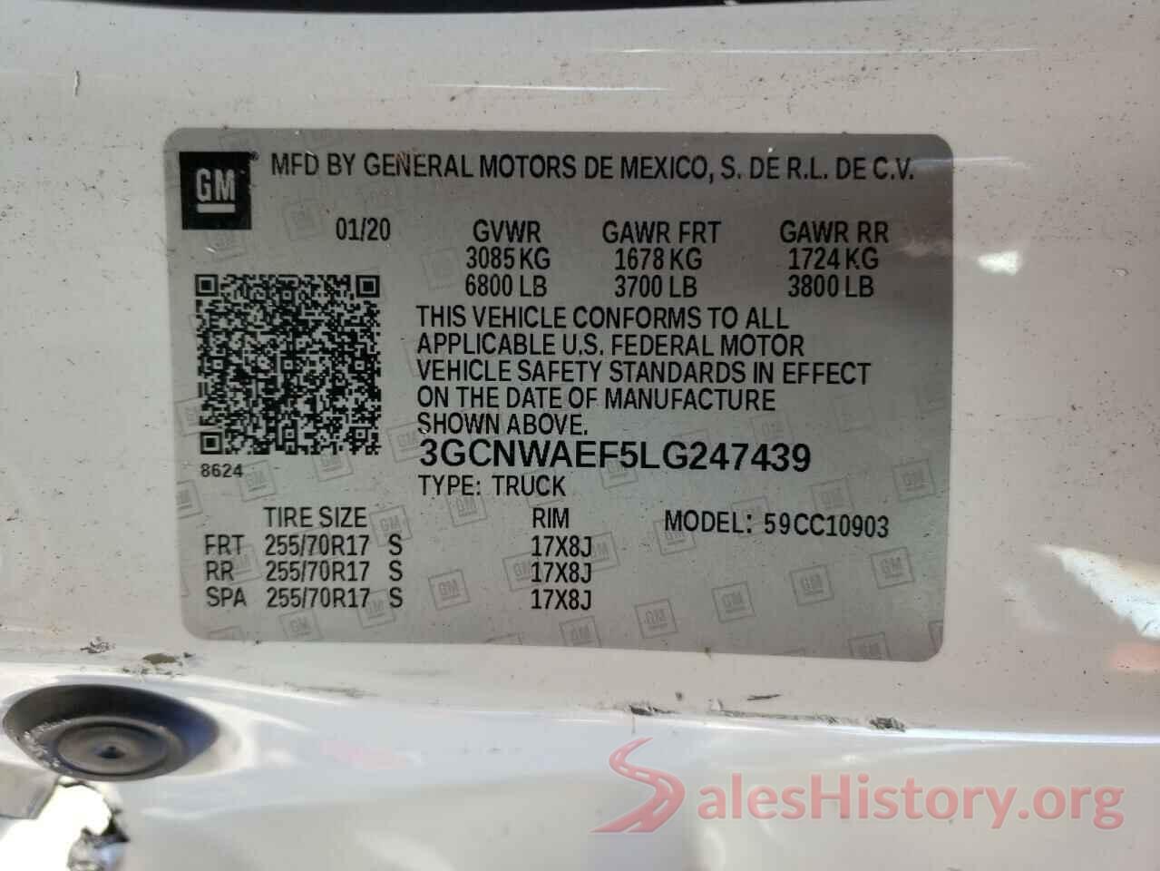 3GCNWAEF5LG247439 2020 CHEVROLET SILVERADO