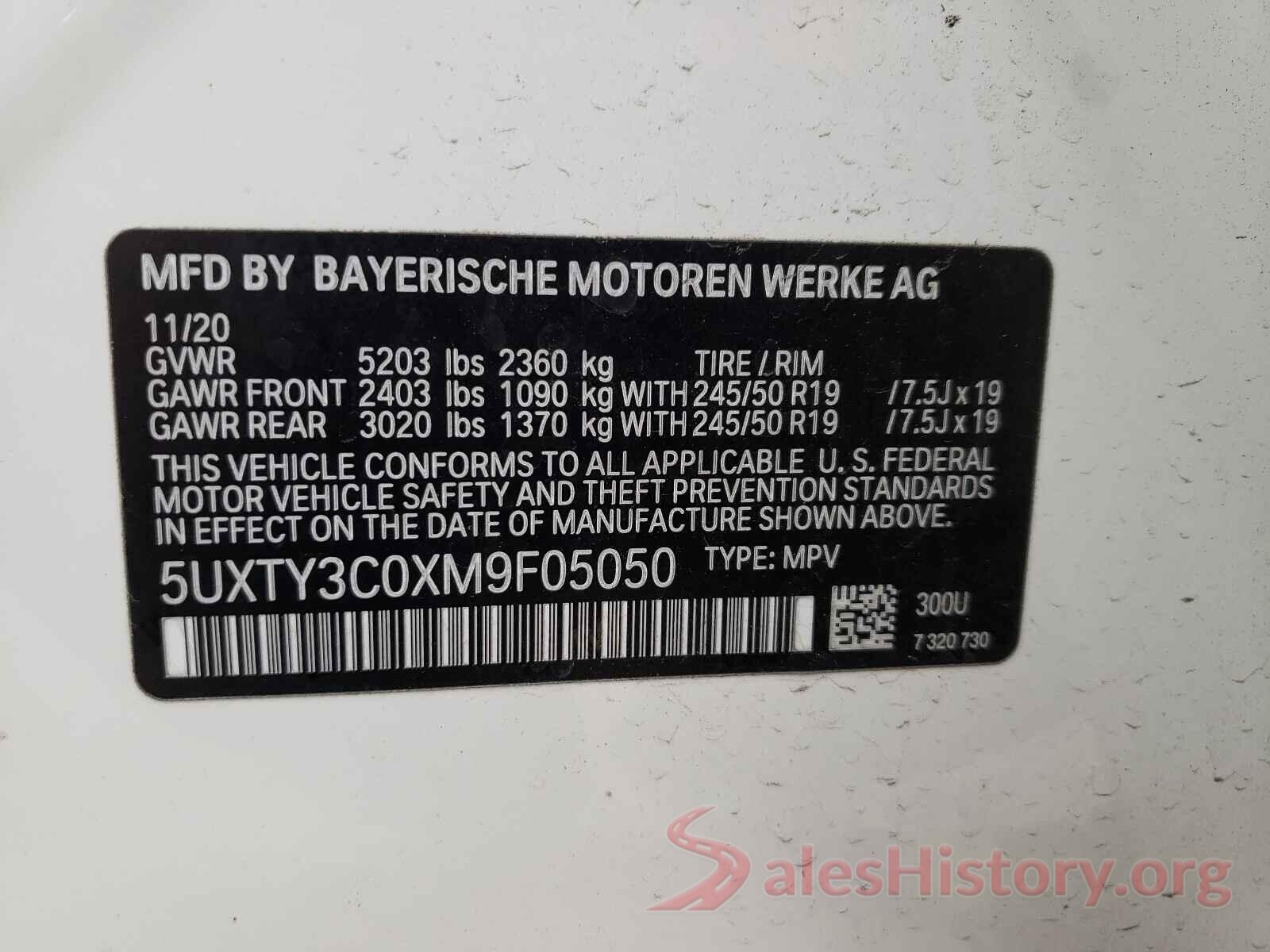 5UXTY3C0XM9F05050 2021 BMW X3