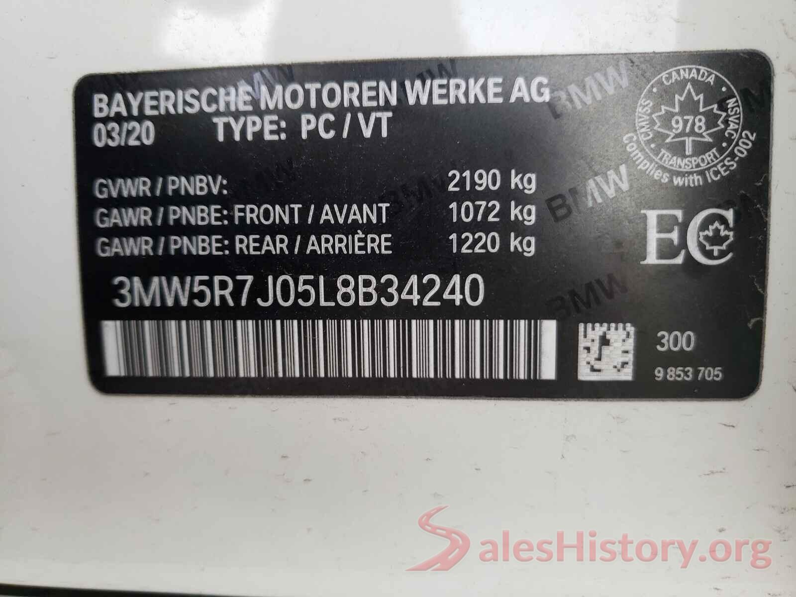 3MW5R7J05L8B34240 2020 BMW 3 SERIES