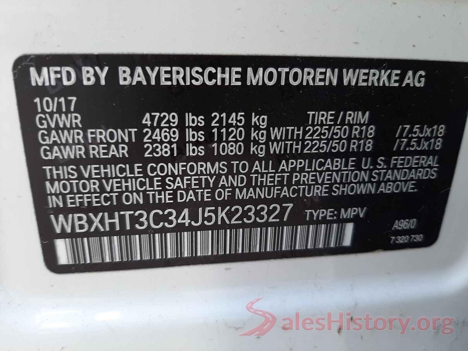 WBXHT3C34J5K23327 2018 BMW X1