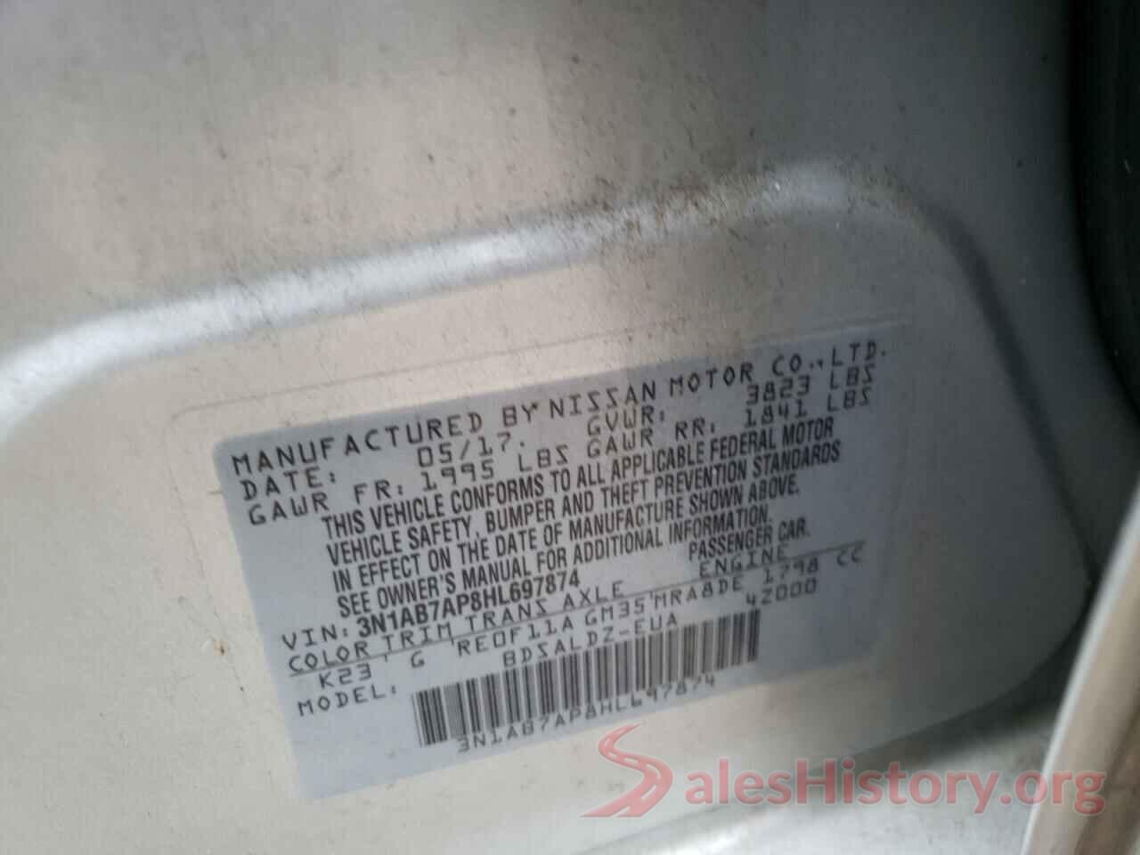 3N1AB7AP8HL697874 2017 NISSAN SENTRA