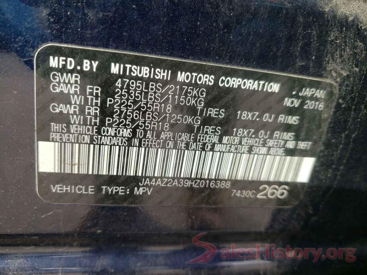 JA4AZ2A39HZ016388 2017 MITSUBISHI OUTLANDER