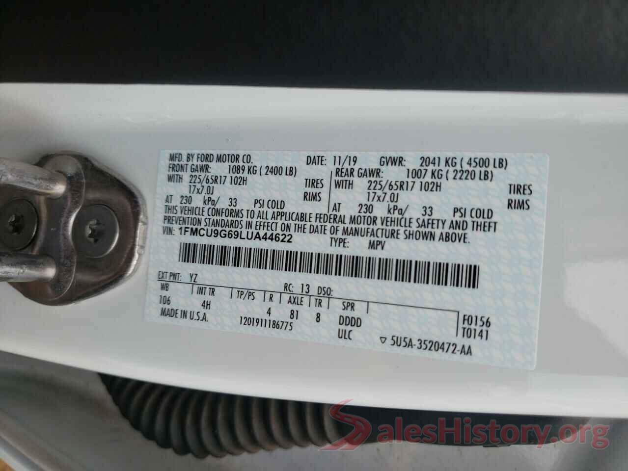 1FMCU9G69LUA44622 2020 FORD ESCAPE