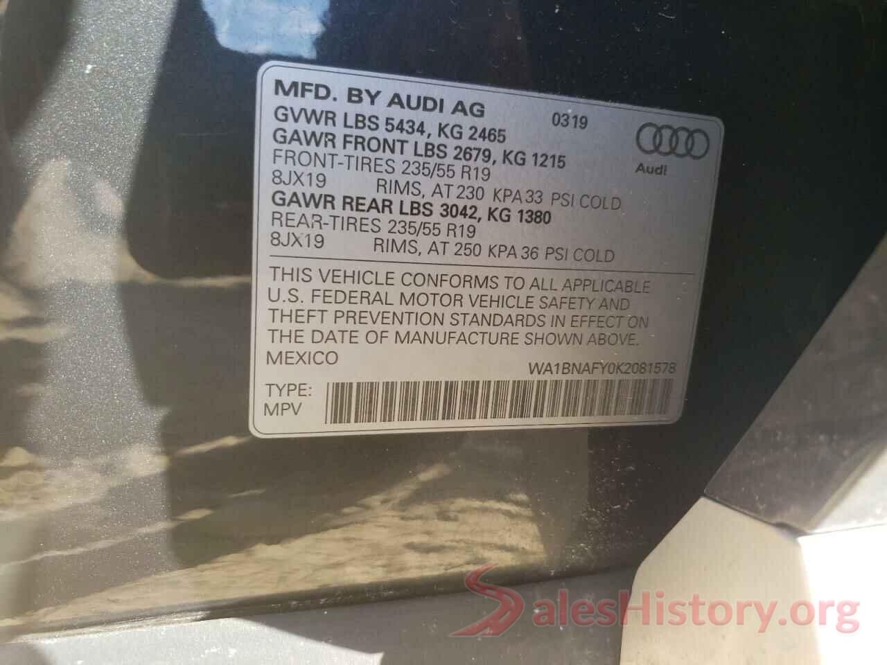 WA1BNAFY0K2081578 2019 AUDI Q5