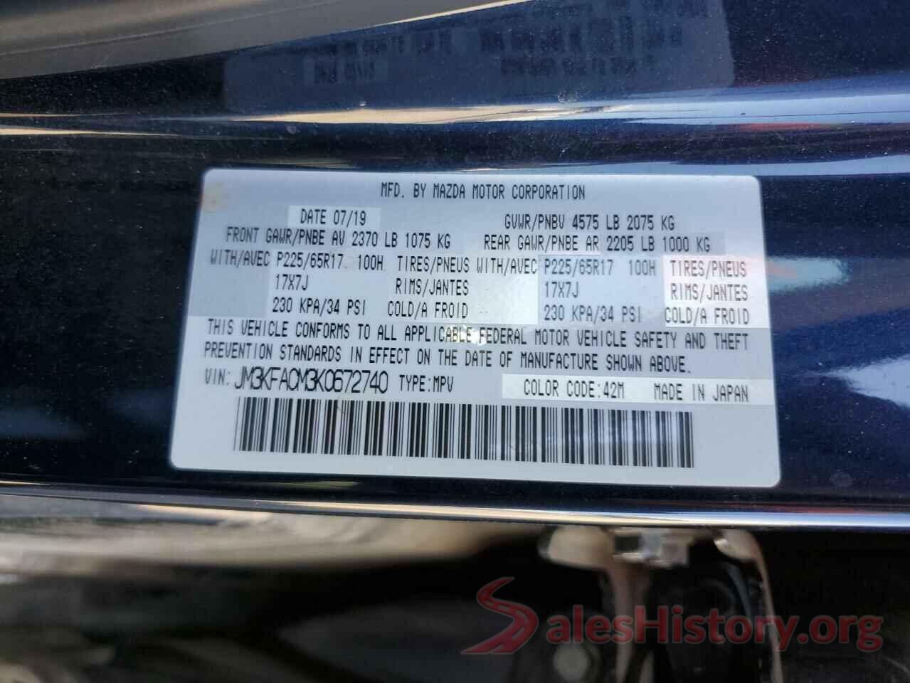 JM3KFACM3K0672740 2019 MAZDA CX-5