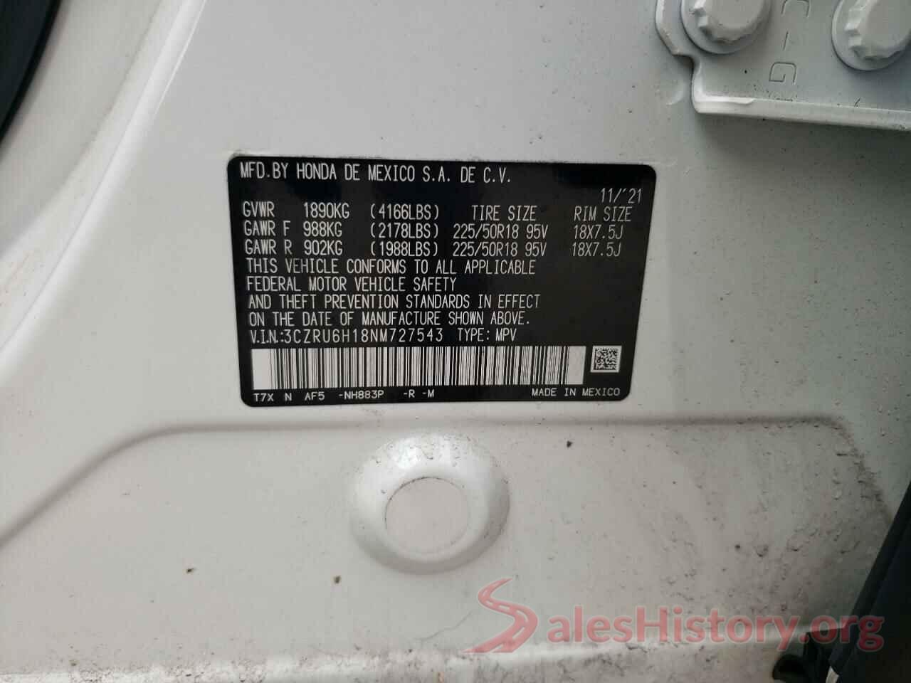 3CZRU6H18NM727543 2022 HONDA HR-V