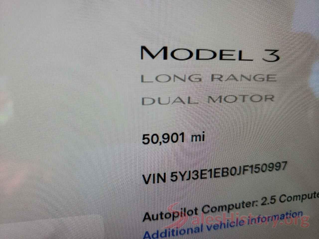 5YJ3E1EB0JF150997 2018 TESLA MODEL 3