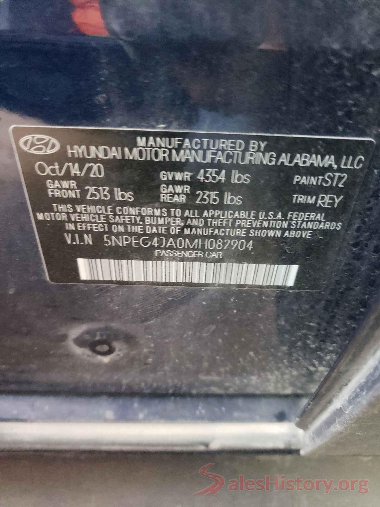 5NPEG4JA0MH082904 2021 HYUNDAI SONATA