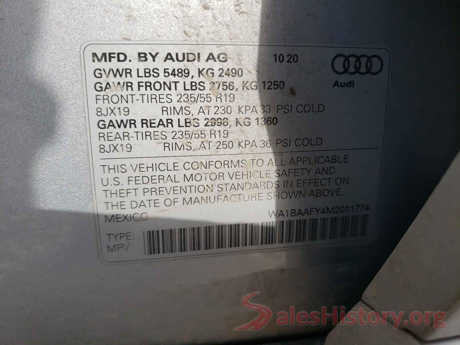 WA1BAAFY4M2011774 2021 AUDI Q5