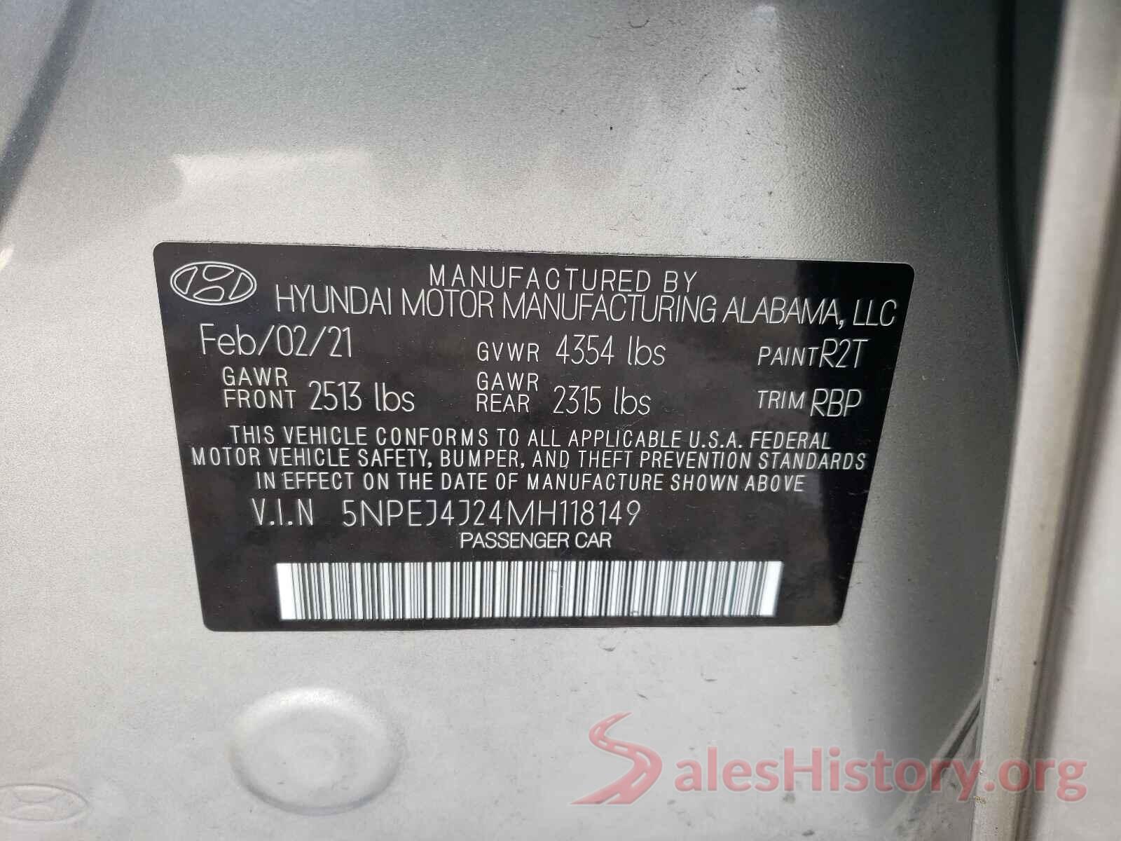 5NPEJ4J24MH118149 2021 HYUNDAI SONATA