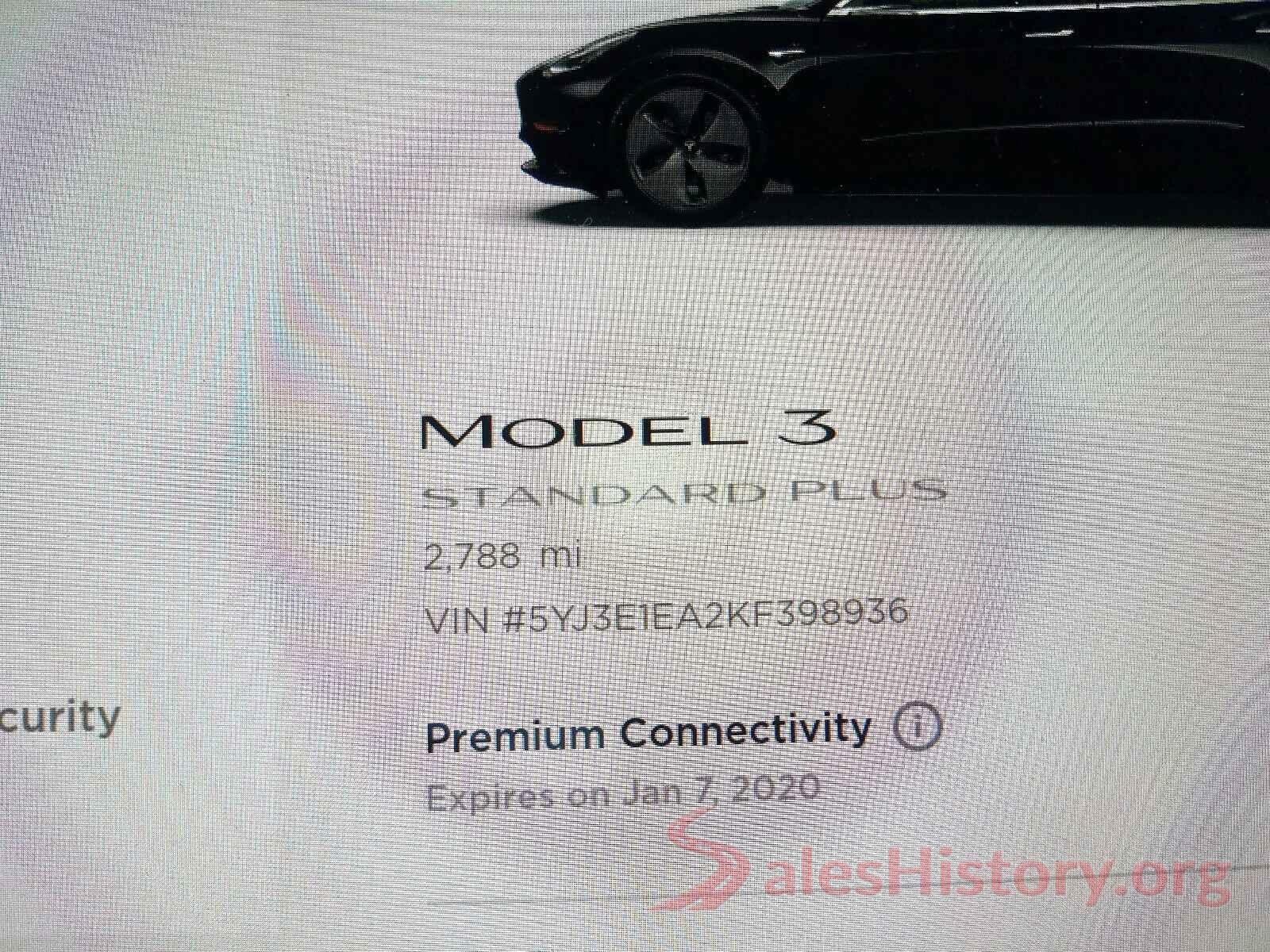 5YJ3E1EA2KF398936 2019 TESLA MODEL 3