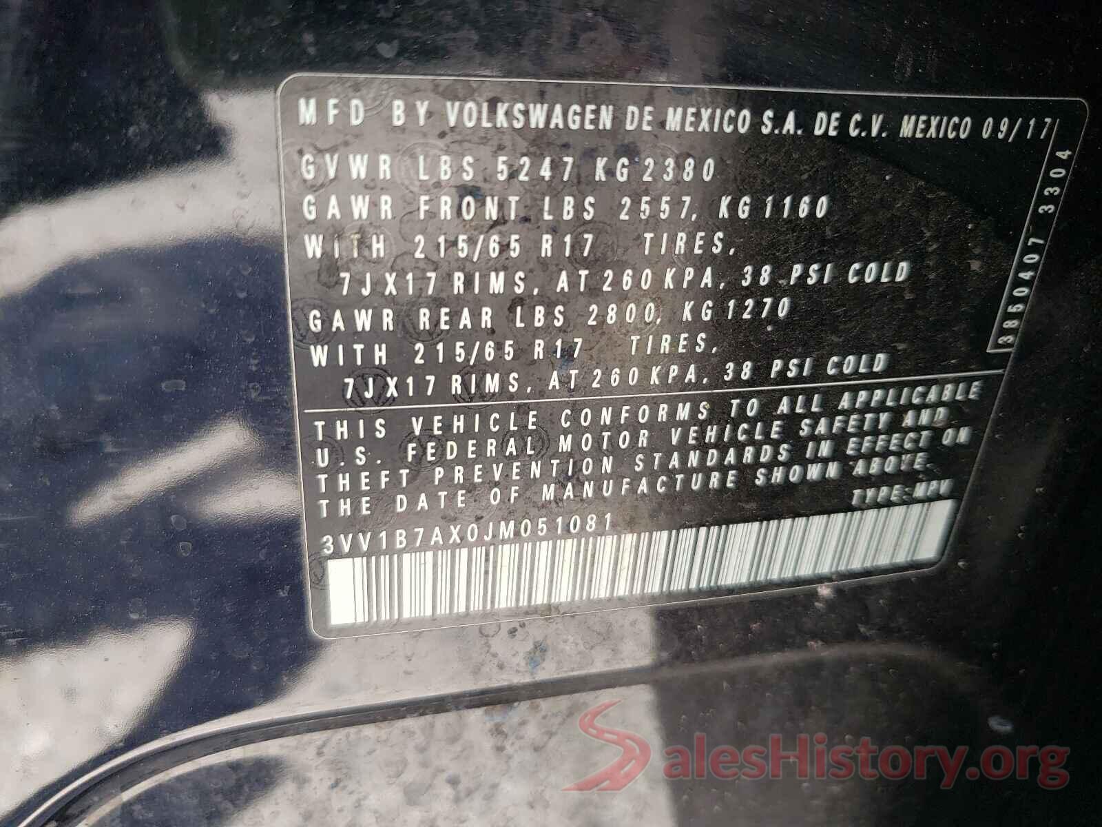 3VV1B7AX0JM051081 2018 VOLKSWAGEN TIGUAN