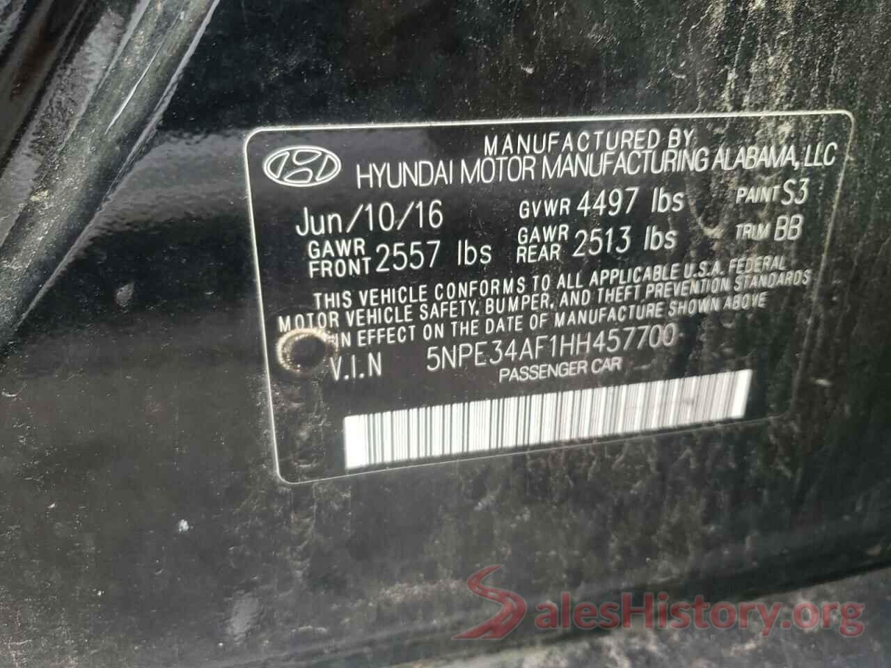 5NPE34AF1HH457700 2017 HYUNDAI SONATA