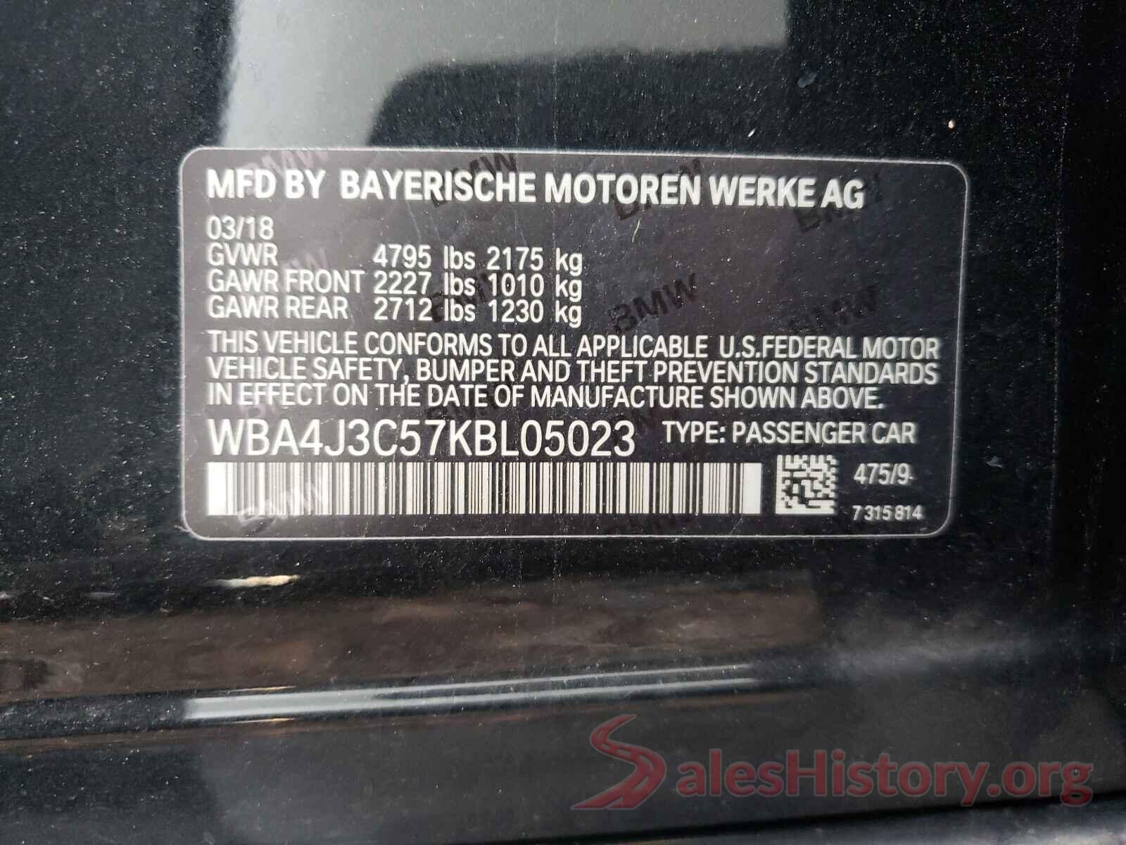 WBA4J3C57KBL05023 2019 BMW 4 SERIES