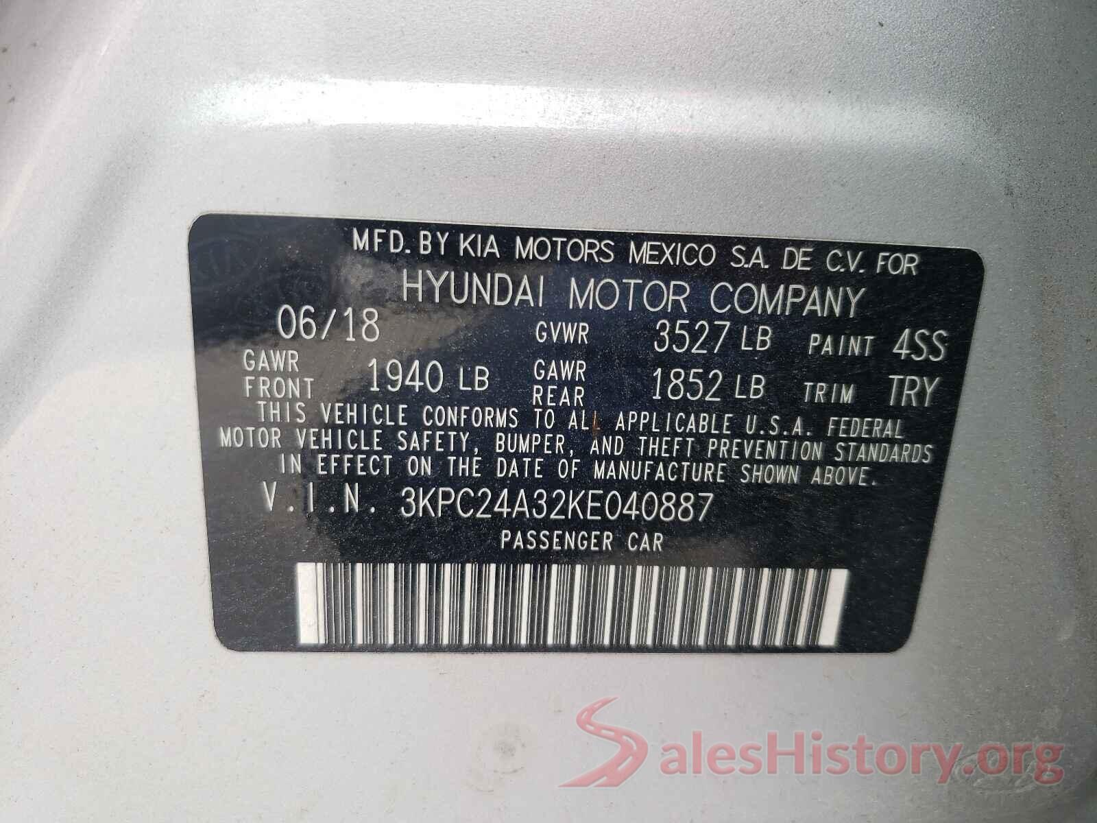 3KPC24A32KE040887 2019 HYUNDAI ACCENT