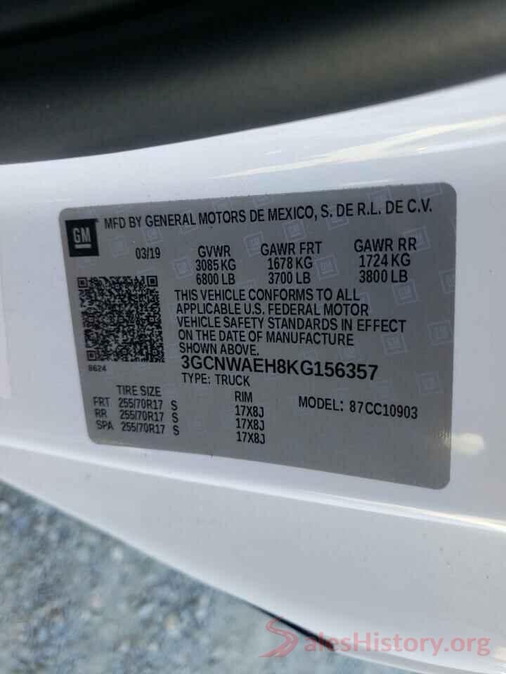 3GCNWAEH8KG156357 2019 CHEVROLET SILVERADO