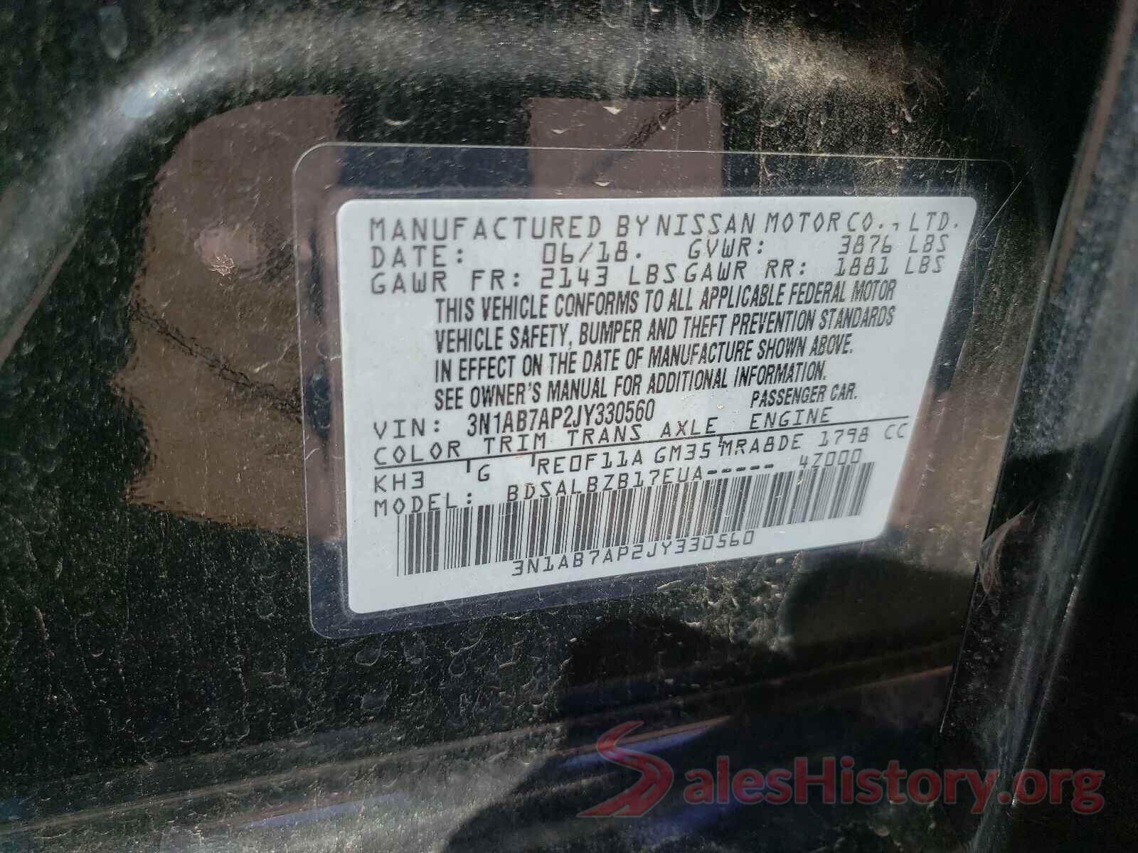 3N1AB7AP2JY330560 2018 NISSAN SENTRA