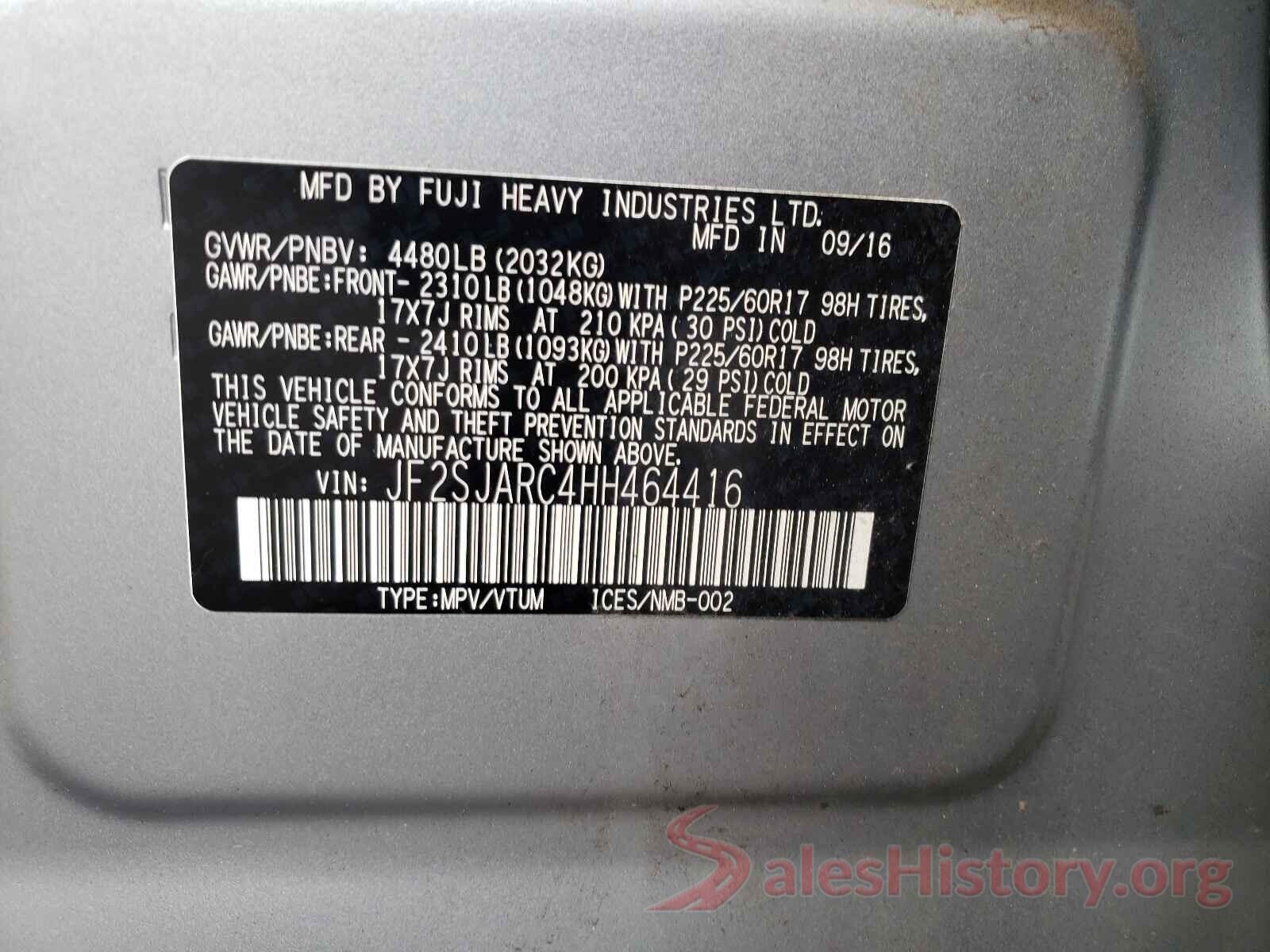 JF2SJARC4HH464416 2017 SUBARU FORESTER