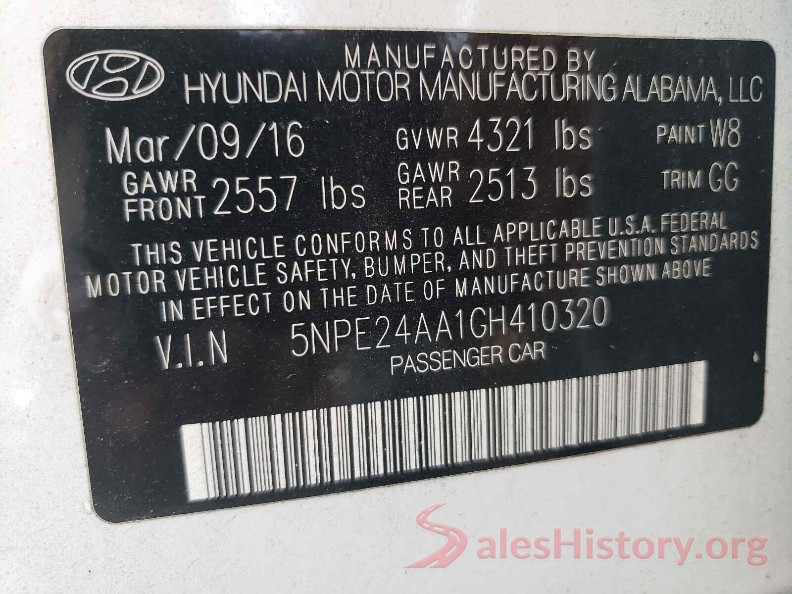 5NPE24AA1GH410320 2016 HYUNDAI SONATA