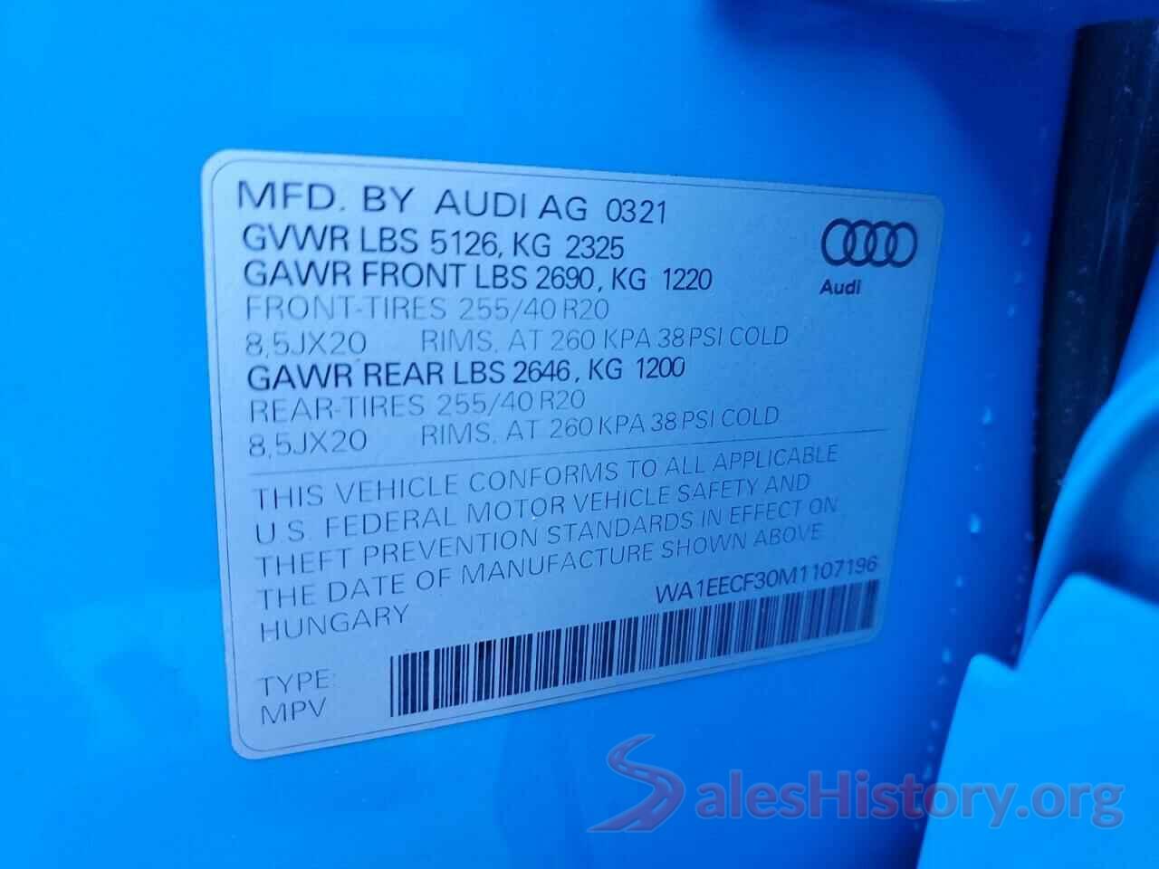 WA1EECF30M1107196 2021 AUDI Q3