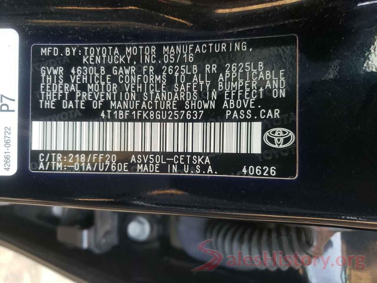 4T1BF1FK8GU257637 2016 TOYOTA CAMRY