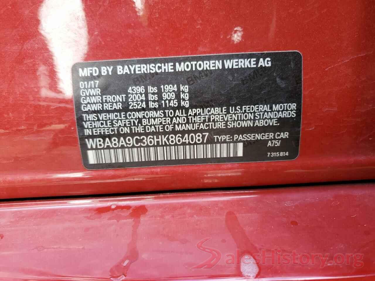 WBA8A9C36HK864087 2017 BMW 3 SERIES