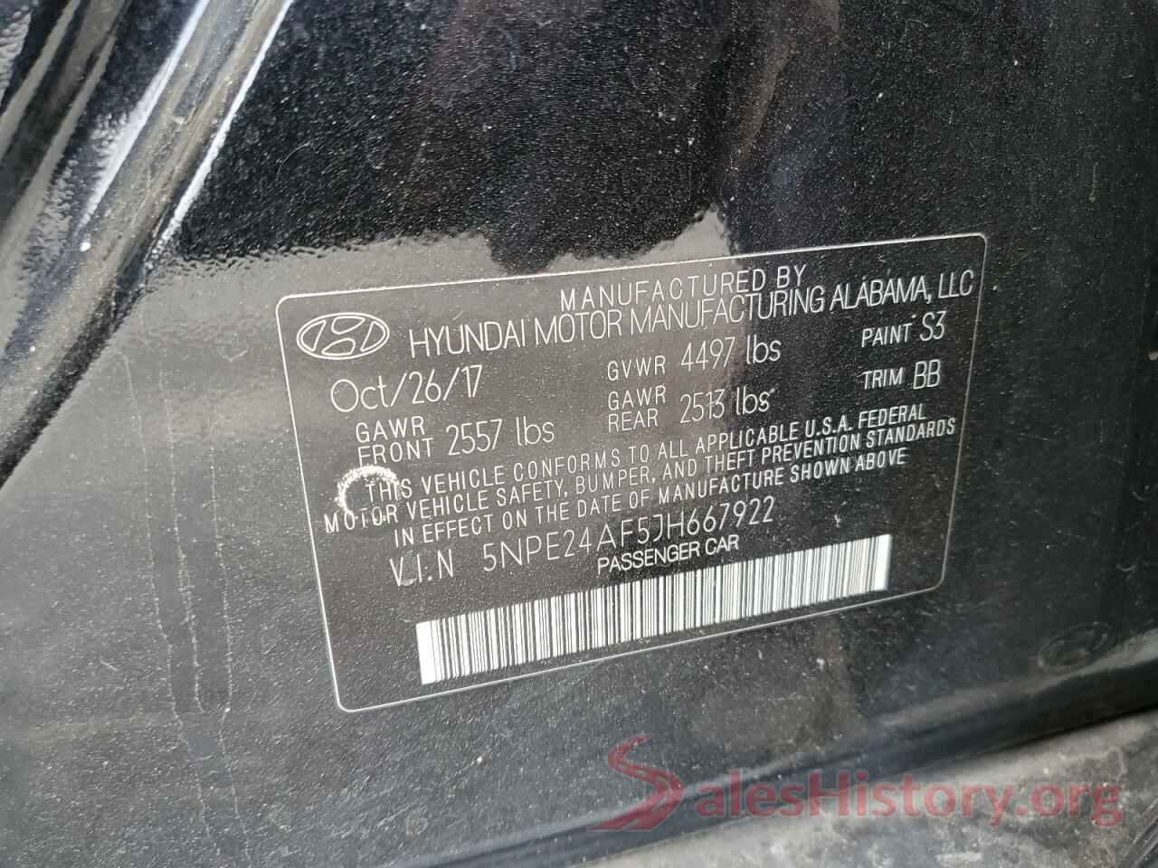 5NPE24AF5JH667922 2018 HYUNDAI SONATA