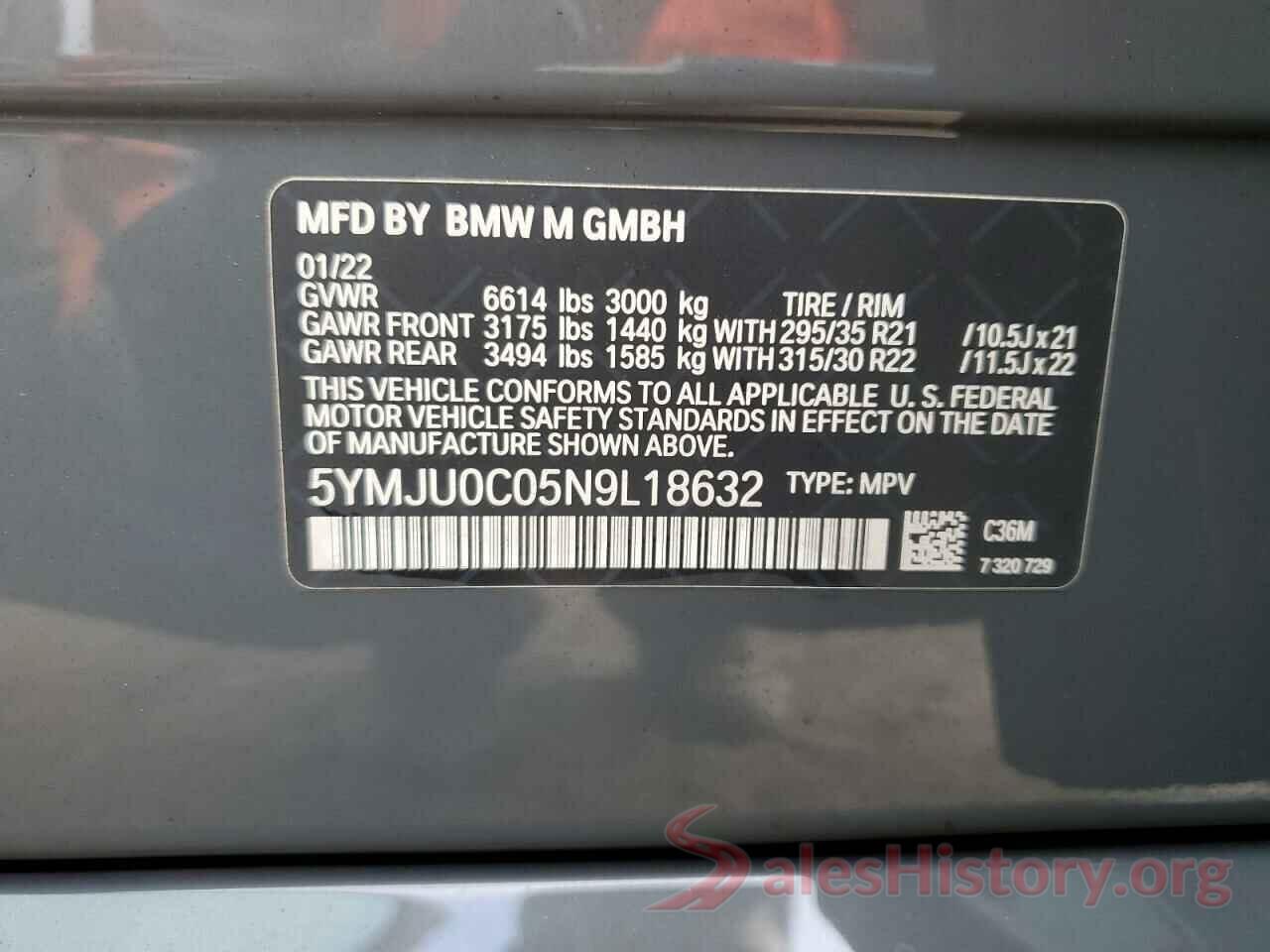 5YMJU0C05N9L18632 2022 BMW X5