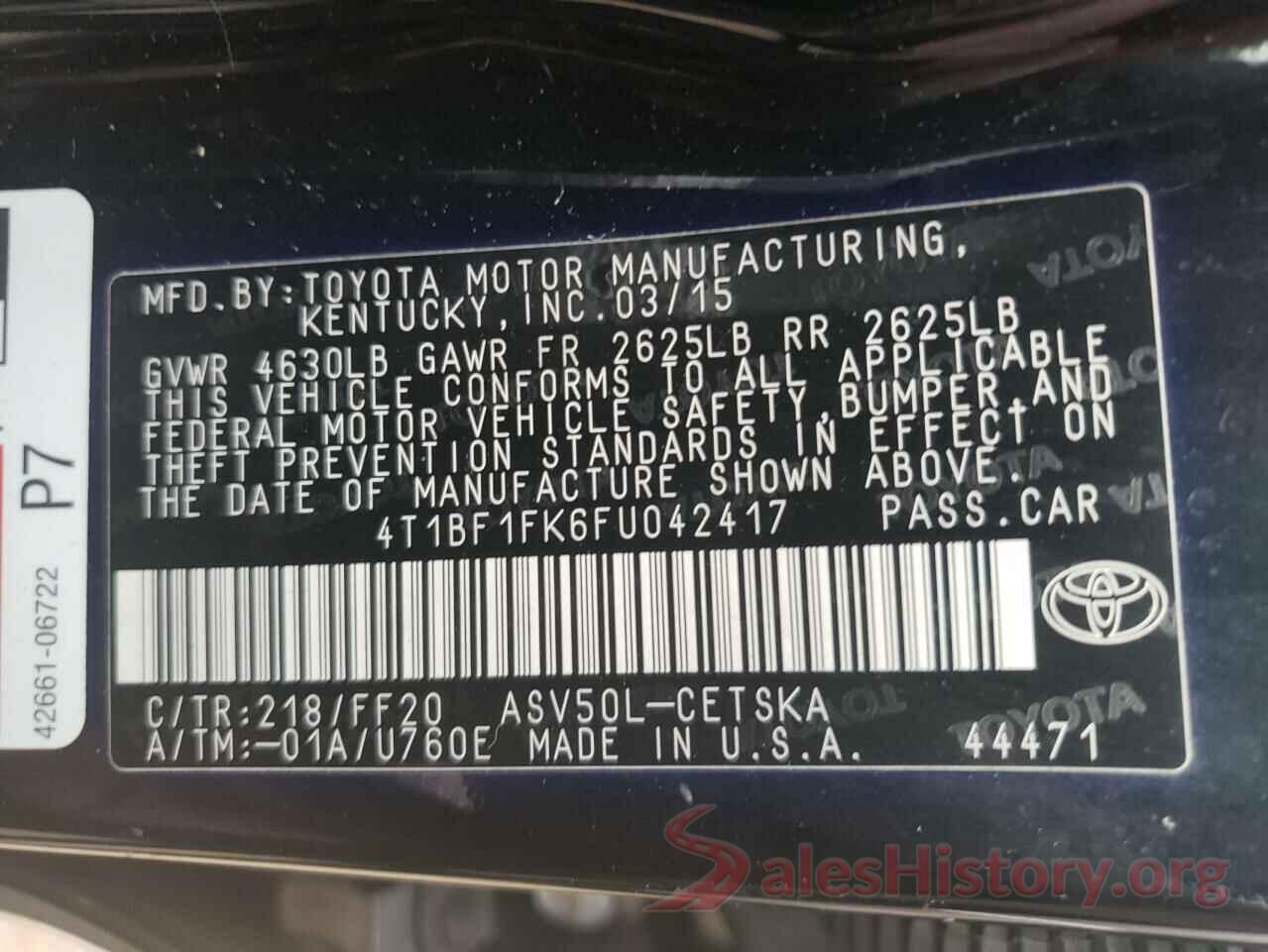 4T1BF1FK6FU042417 2015 TOYOTA CAMRY