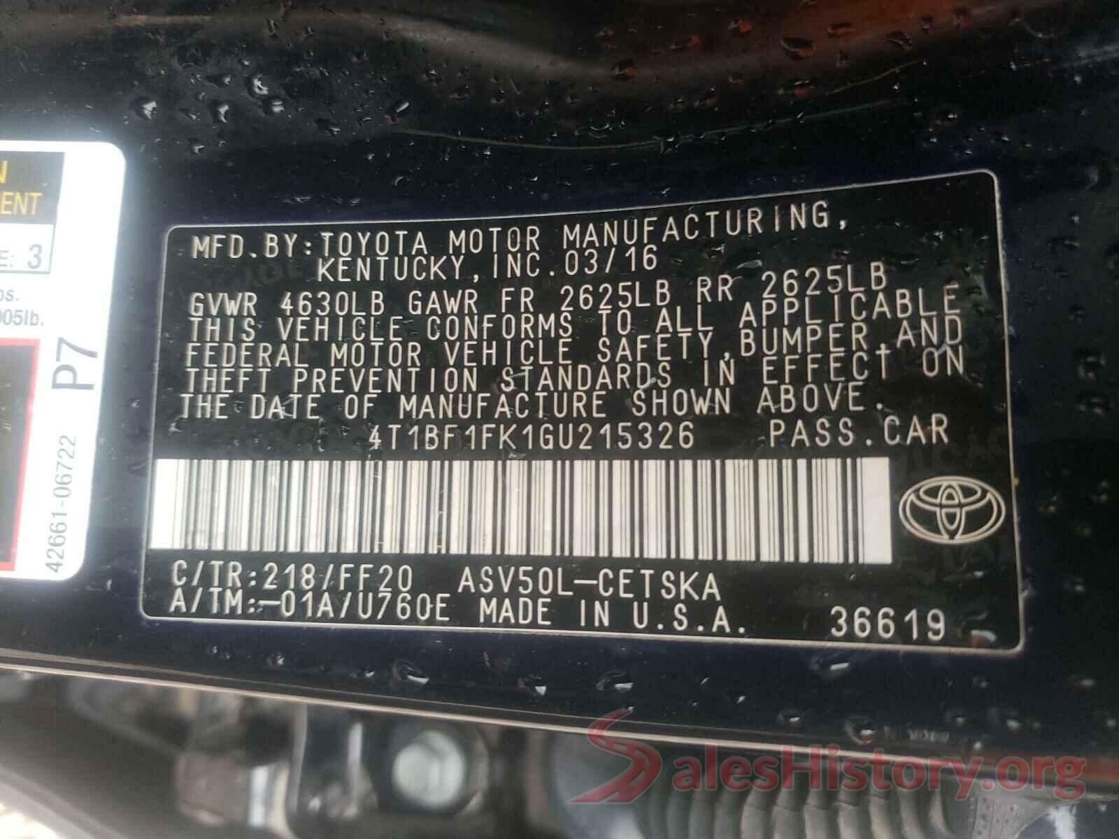 4T1BF1FK1GU215326 2016 TOYOTA CAMRY