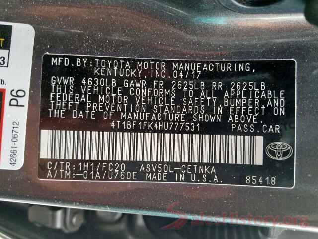 4T1BF1FK4HU777531 2017 TOYOTA CAMRY