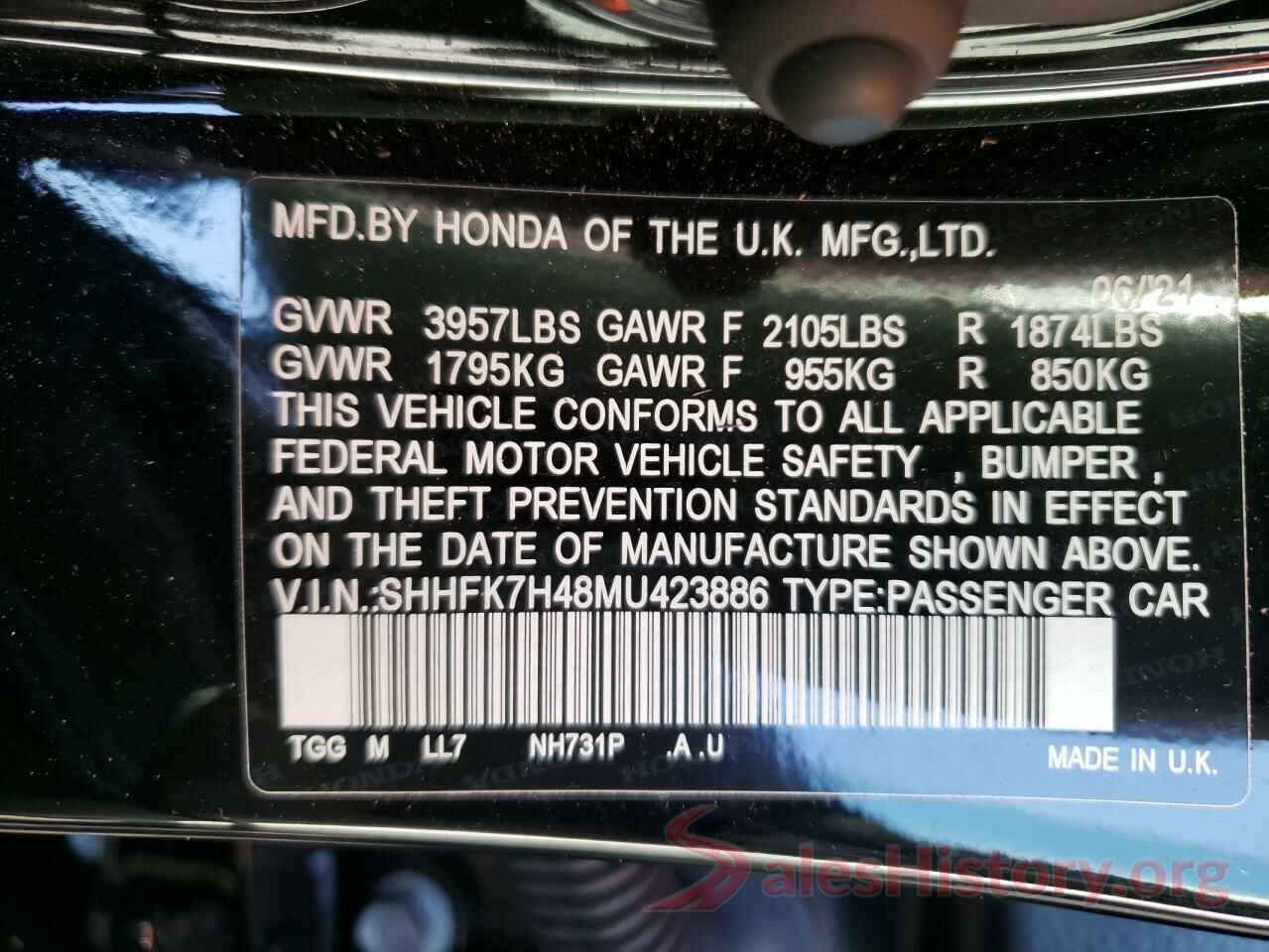 SHHFK7H48MU423886 2021 HONDA CIVIC