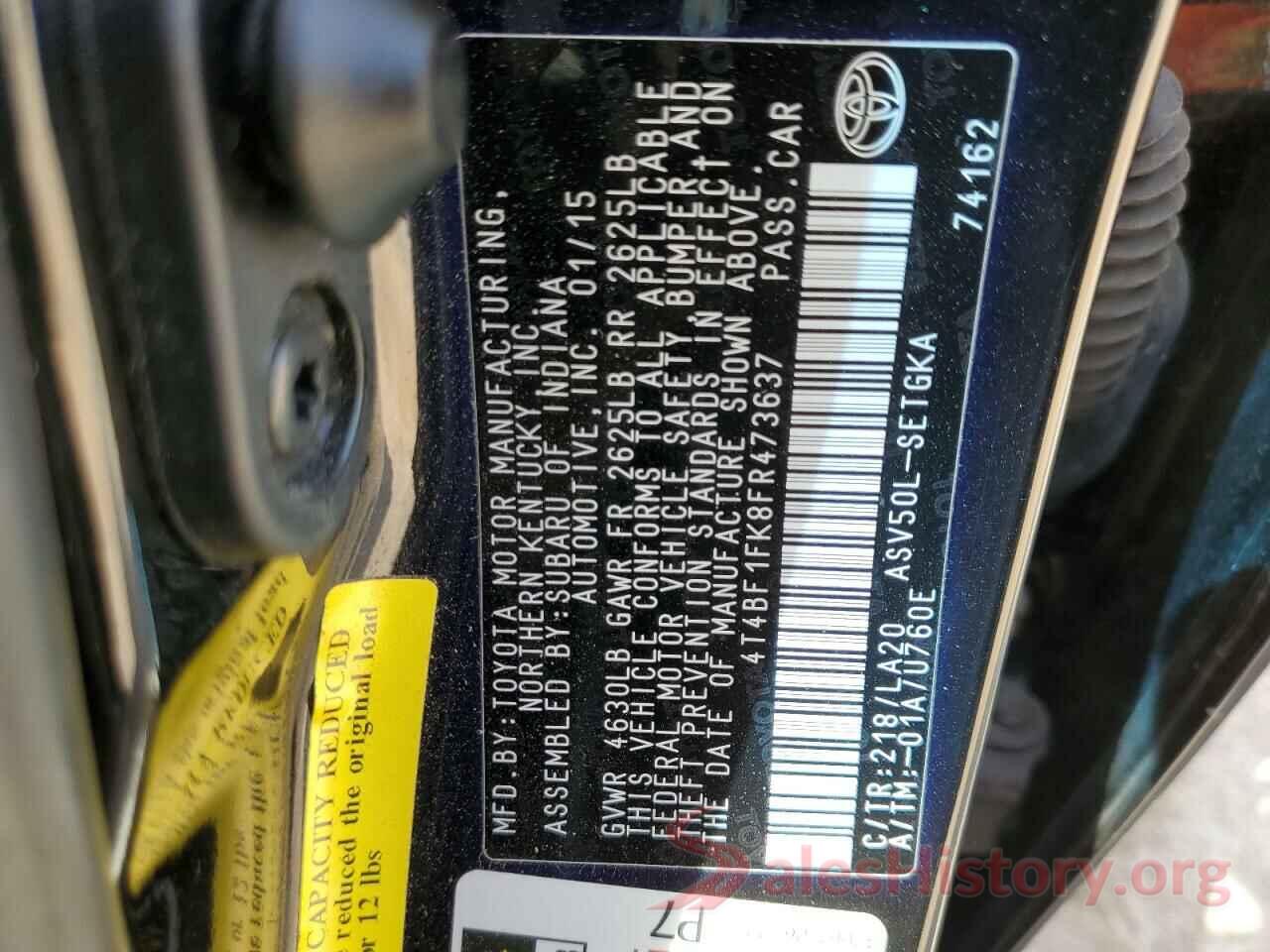 4T4BF1FK8FR473637 2015 TOYOTA CAMRY