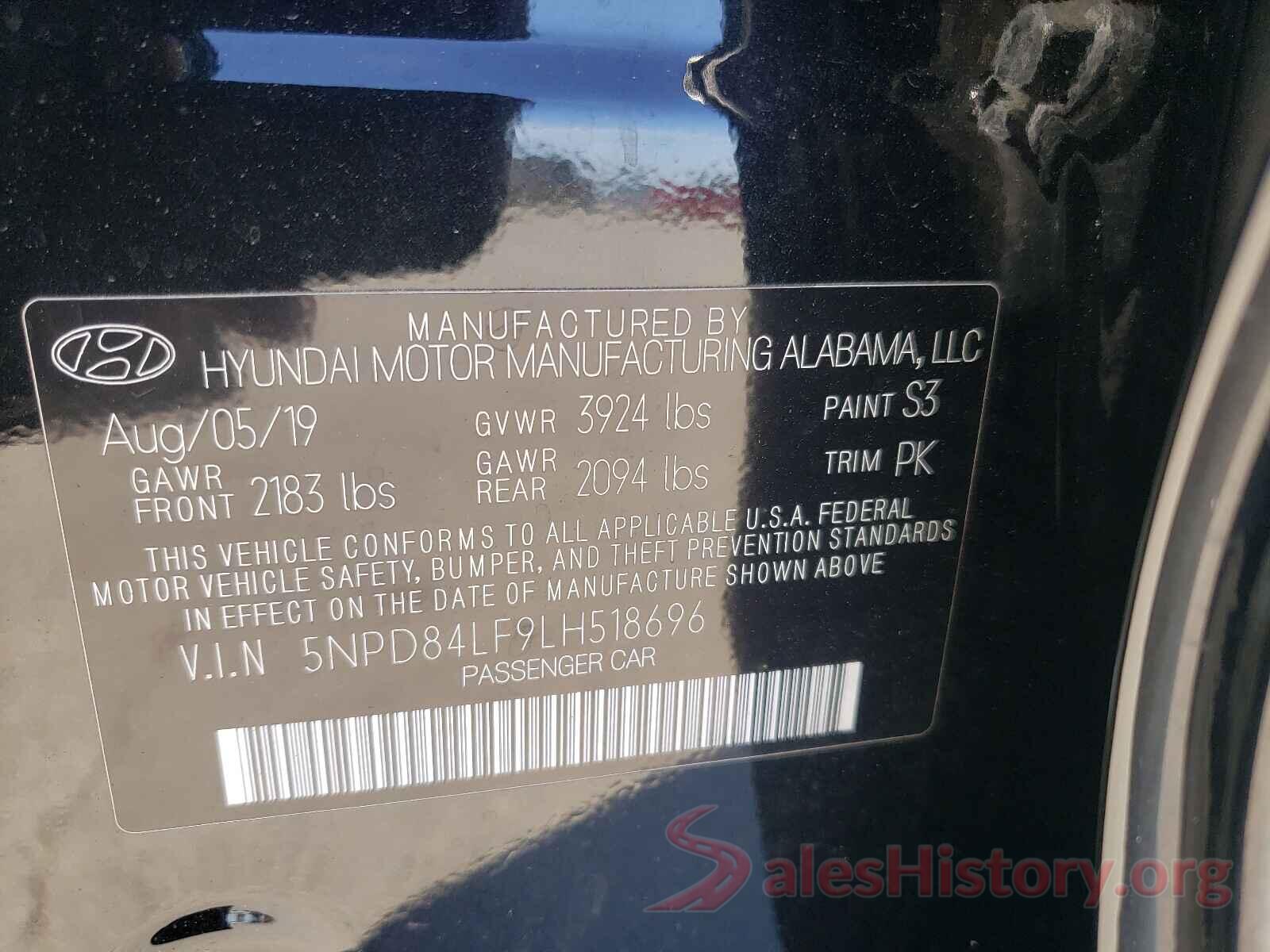 5NPD84LF9LH518696 2020 HYUNDAI ELANTRA