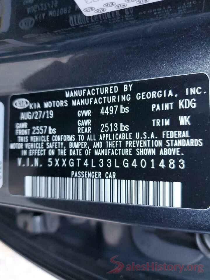 5XXGT4L33LG401483 2020 KIA OPTIMA