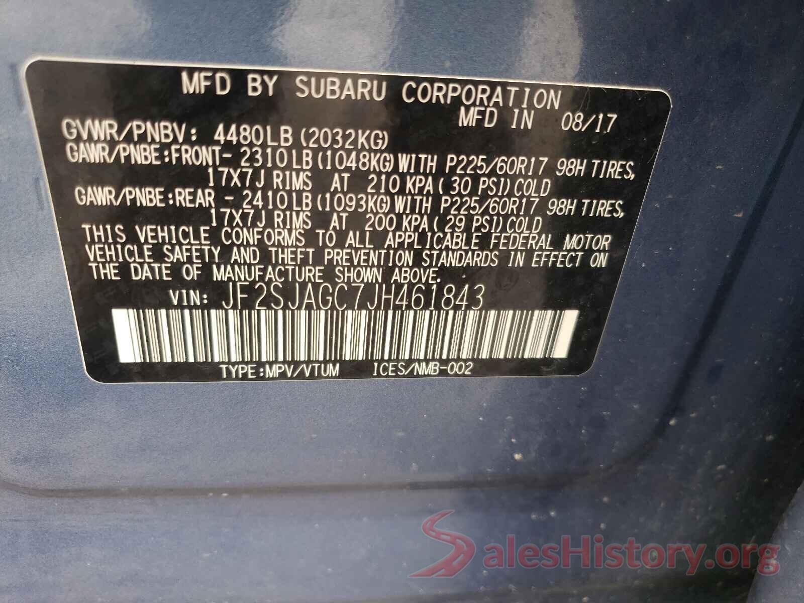 JF2SJAGC7JH461843 2018 SUBARU FORESTER