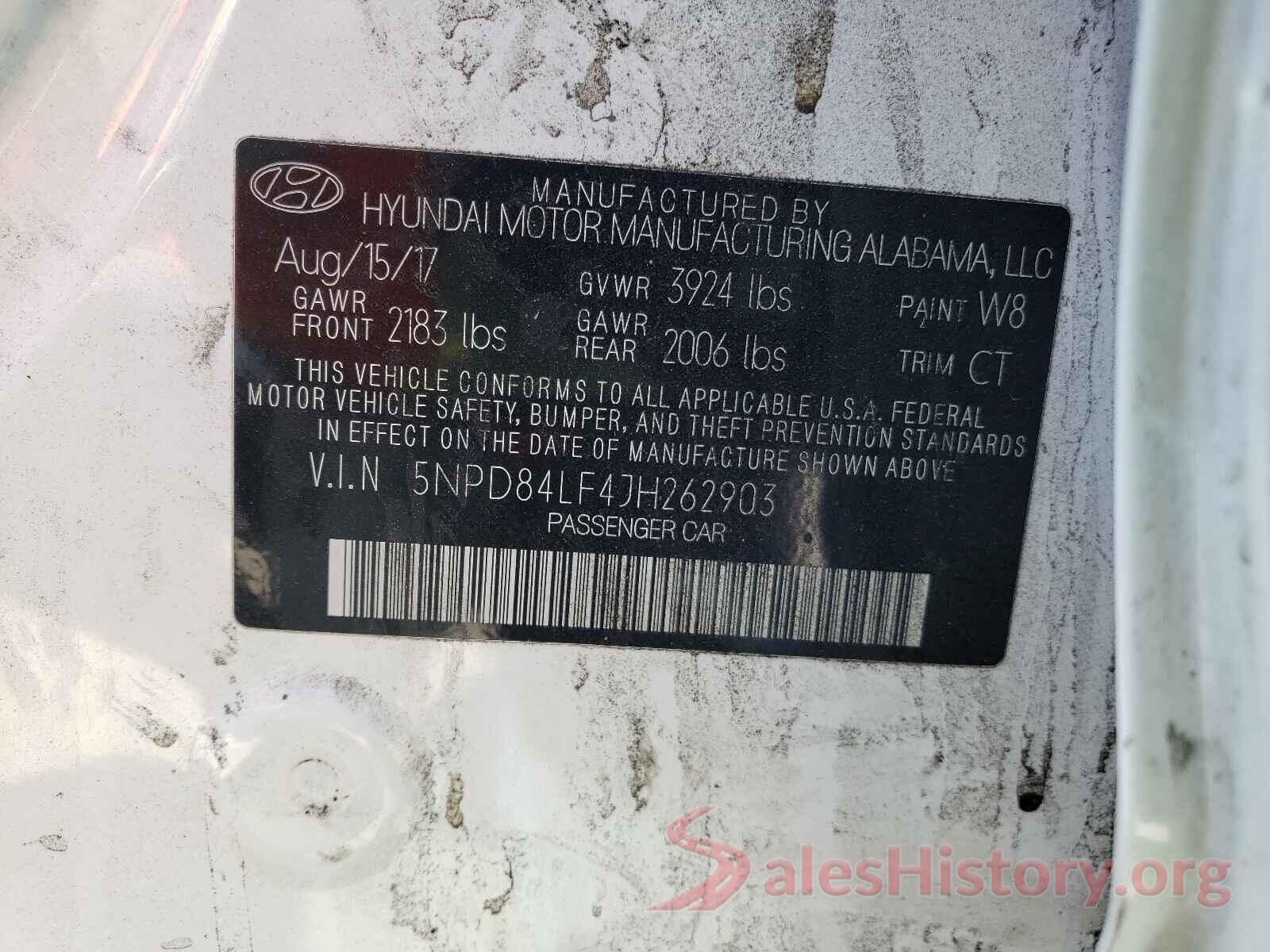 5NPD84LF4JH262903 2018 HYUNDAI ELANTRA