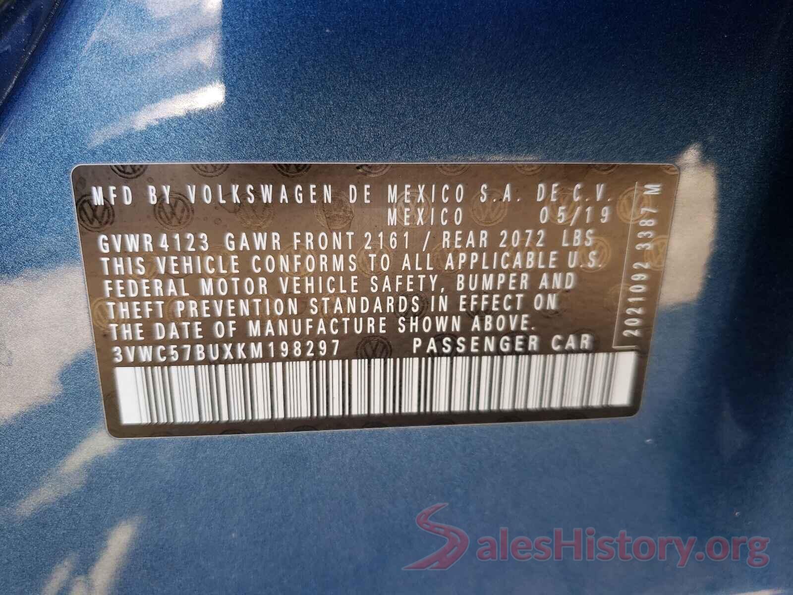 3VWC57BUXKM198297 2019 VOLKSWAGEN JETTA