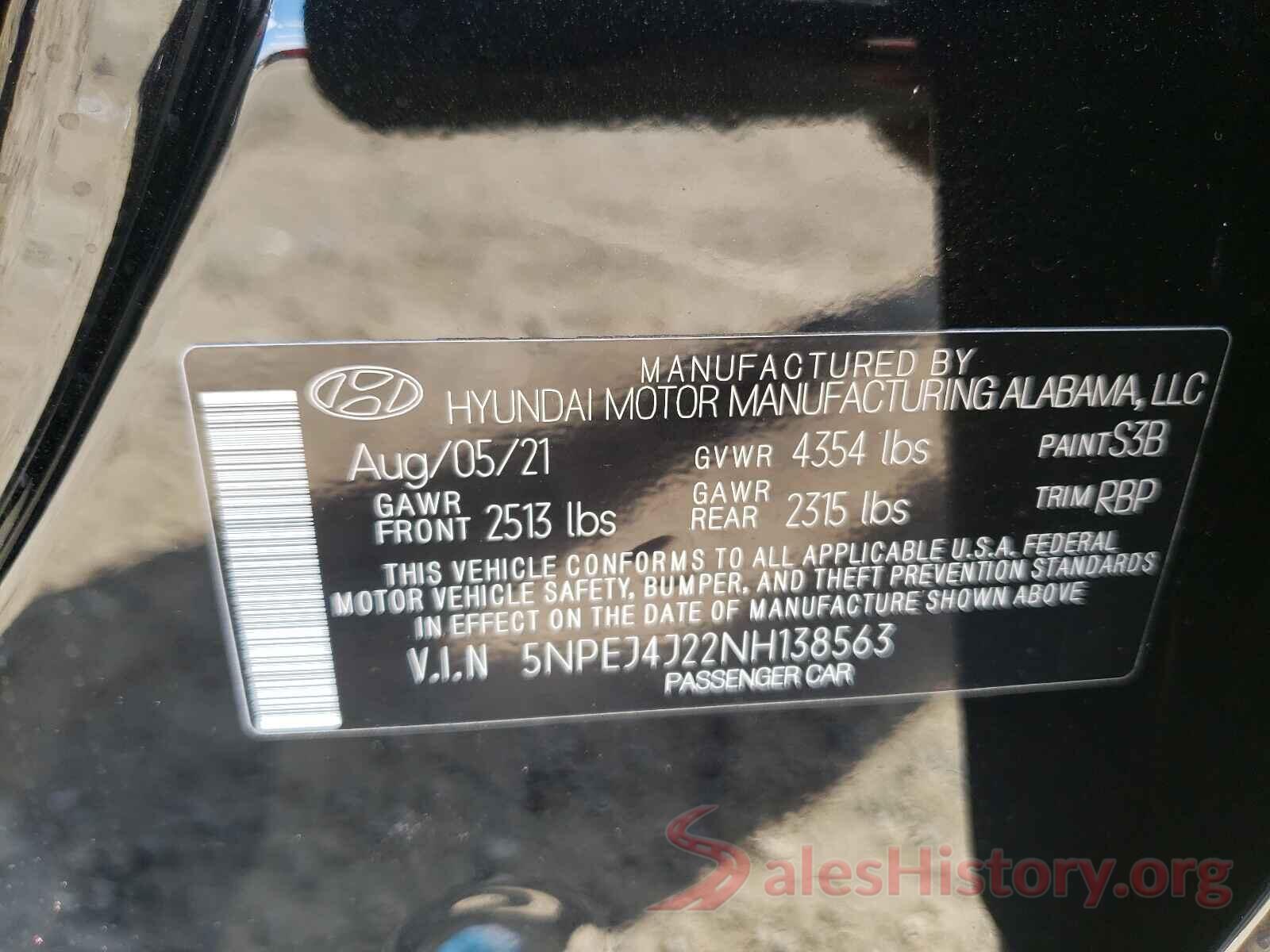 5NPEJ4J22NH138563 2022 HYUNDAI SONATA