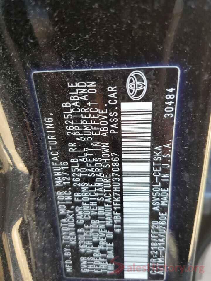 4T1BF1FK7HU370867 2017 TOYOTA CAMRY