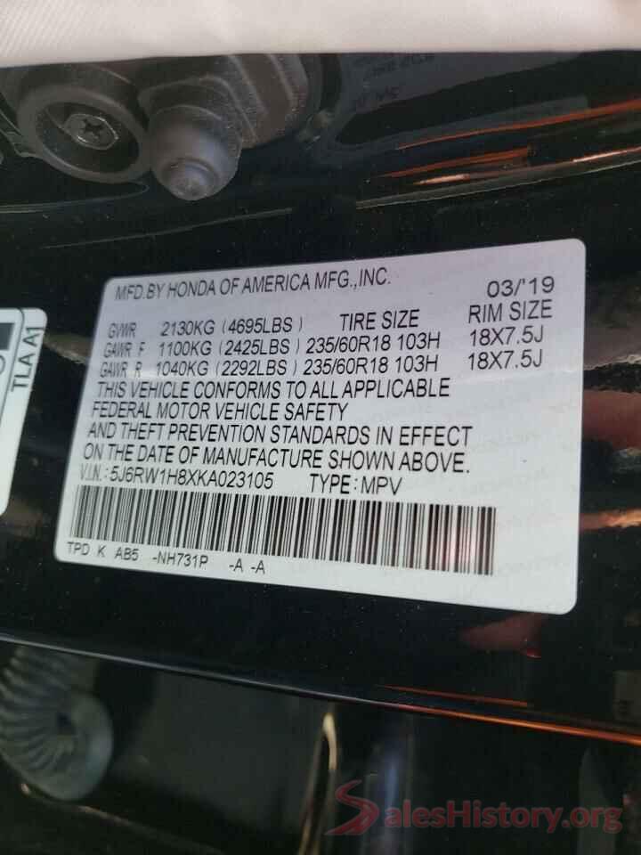 5J6RW1H8XKA023105 2019 HONDA CRV