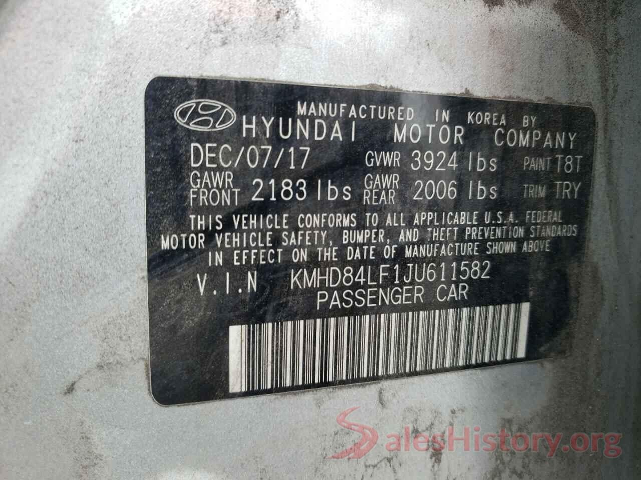 KMHD84LF1JU611582 2018 HYUNDAI ELANTRA