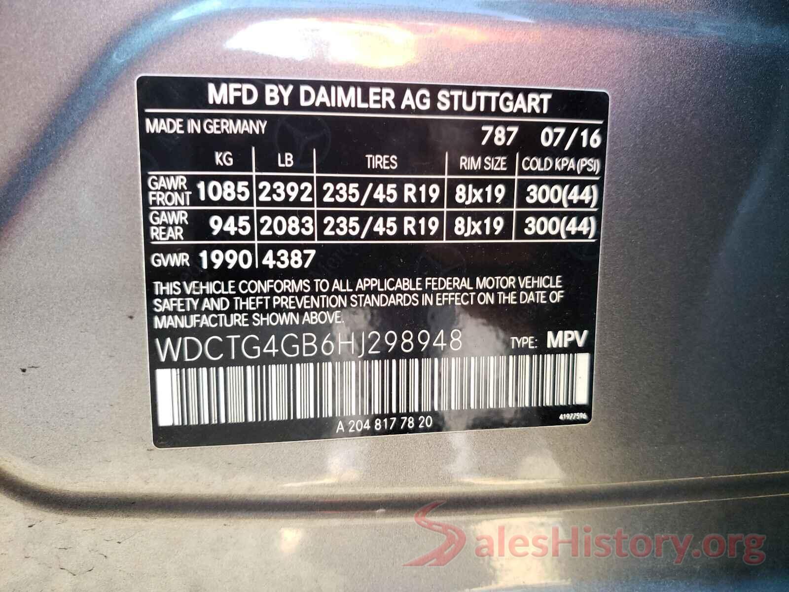 WDCTG4GB6HJ298948 2017 MERCEDES-BENZ GLA-CLASS