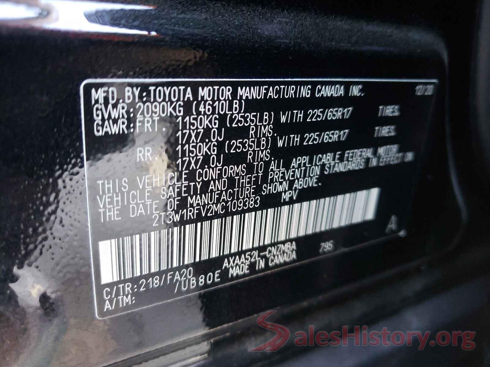 2T3W1RFV2MC109383 2021 TOYOTA RAV4