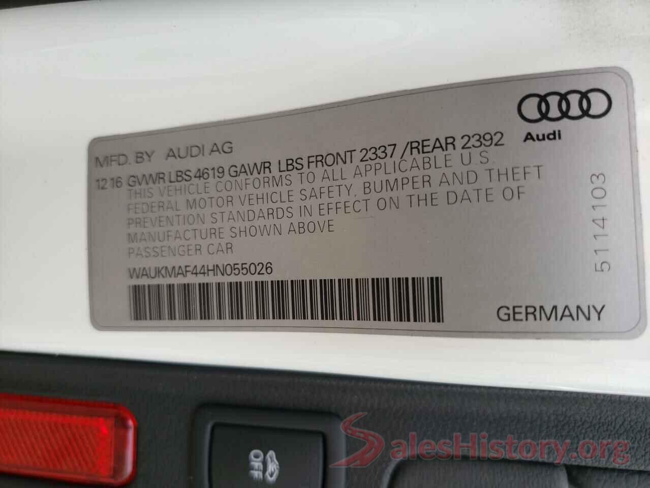 WAUKMAF44HN055026 2017 AUDI A4