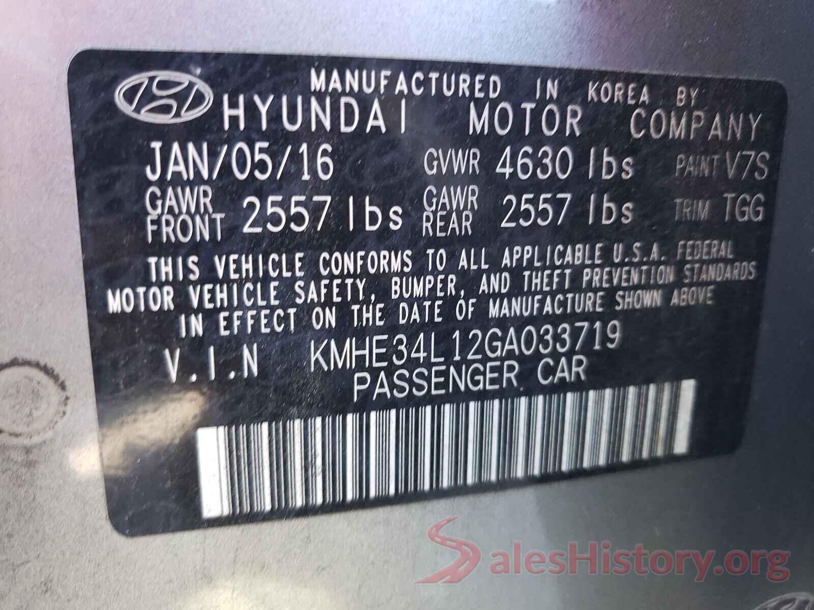 KMHE34L12GA033719 2016 HYUNDAI SONATA