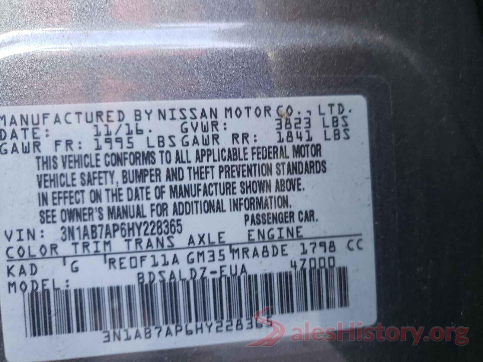 3N1AB7AP6HY228365 2017 NISSAN SENTRA